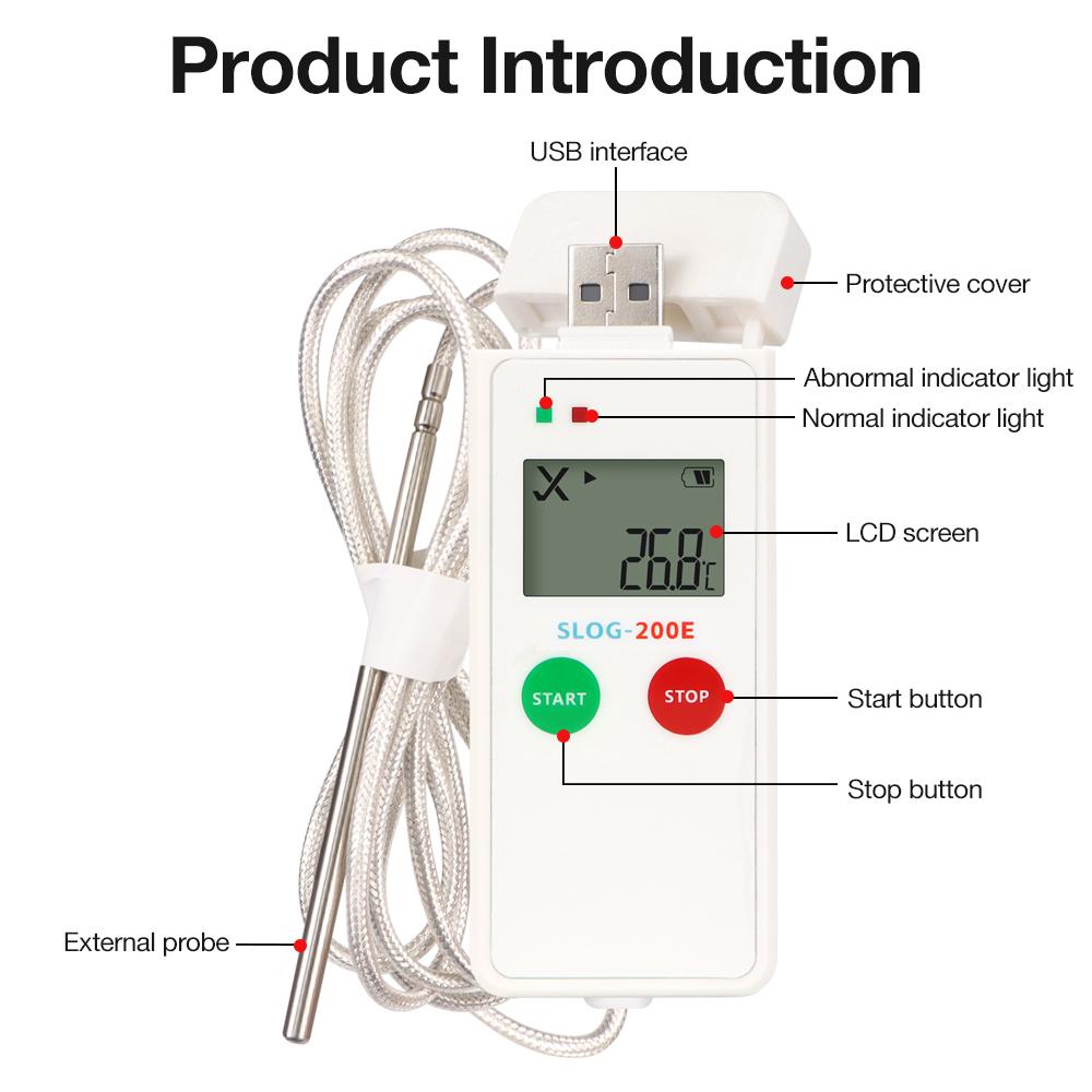 USB Temperature Recorder with External Probe -200~70℃ Ultra-low Temperature Data Logger PDF Report Datalogger for Cold-chain