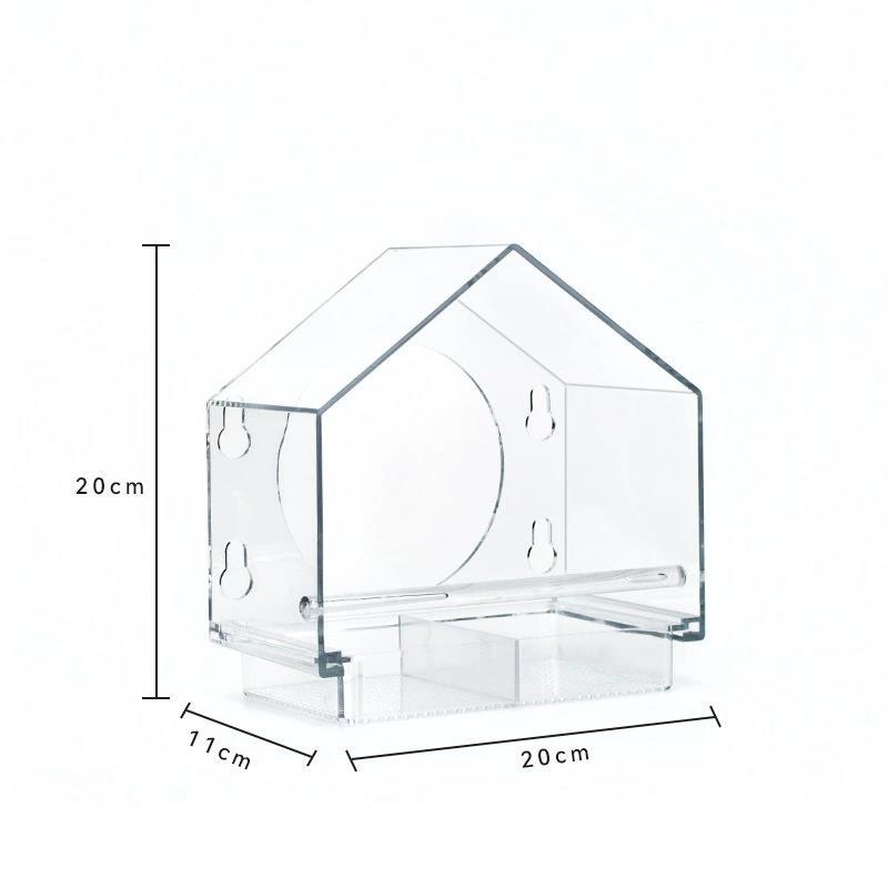 Clear Acrylic Window Bird Feeder Suction Cup Hanging Birdhouse Transparent Seed Peanut Food Feeding House for Wild Birds