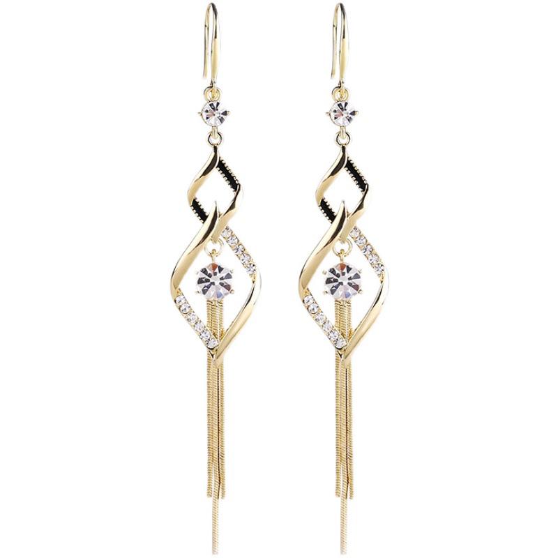 S925 Silver Needle Rhombus Drop Earrings - Long, Geometric, High-End Fashion for Women 2023