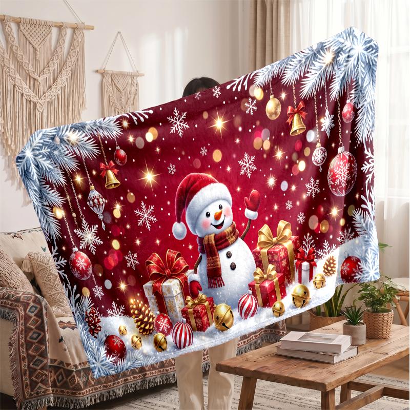 Christmas Flannel Throw Blanket Soft Warm Cozy For Sofa Bed Indoor Home Use Great Holiday Gift