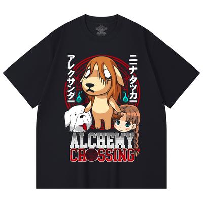 230 Gsm 100% Cotton Fullmetal Alchemist V5 Alchemy Crossing Print Unisex Heavy Cotton T Shirt