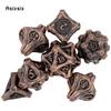 7 Pcs Copper Tree Stump Root Metal Dice Solid Metal Polyhedral Dice Set Suitable for Role-Playing RPG  Board Game Card Game