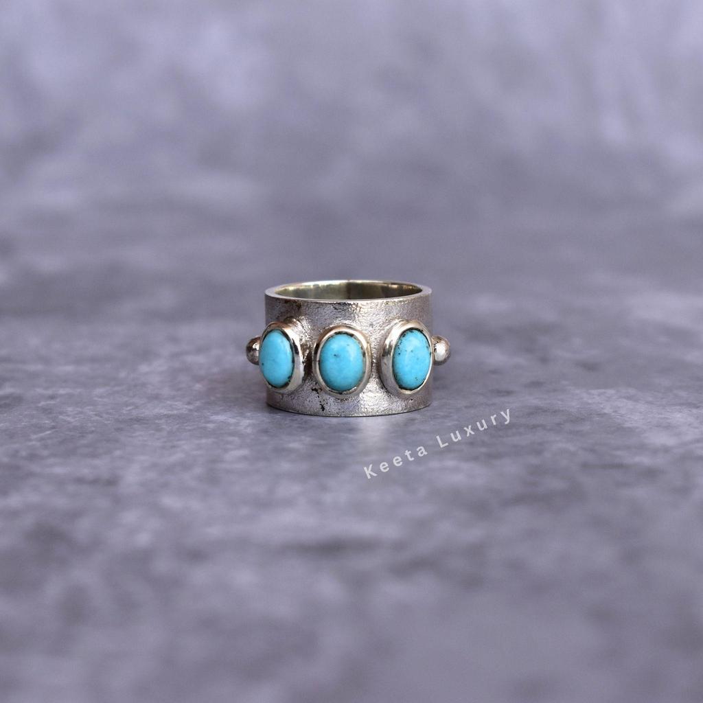 Natural Turquoise ring bohemian statement ring for women Sterling silver handmade ring Turquoise gemstone ring Unique Gifts