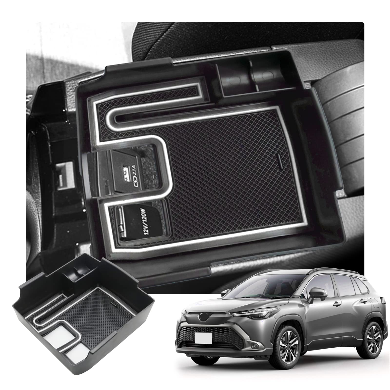 

Toyota Corolla Cross Хранение аксессуаров в консоли Corolla Cross Хранение в консоли автомобиля Аксессуары для интерьера автомобиля Corolla Cross Центральная консоль с резиновым ковриком [RUIYA] белый