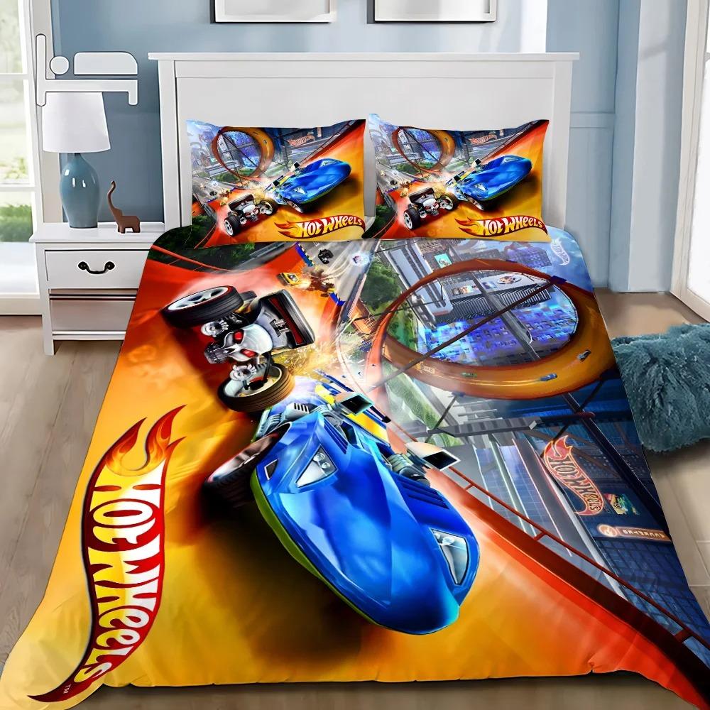 Hot Wheels Auta Povlak na přikrývku Povlak na polštář Ložní souprava Dospělý Chlapec Dívka Dekorace do ložnice Dětský dárek Jednolůžko Dvoulůžko Velký rozměr