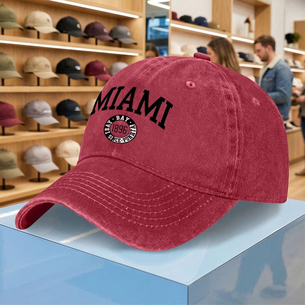 Miami Gewaschene Baseballkappe Unisex Verstellbare Entenschnabelmütze Leichte Lässige Outdoor-Sportkappe Mehrere Farben
