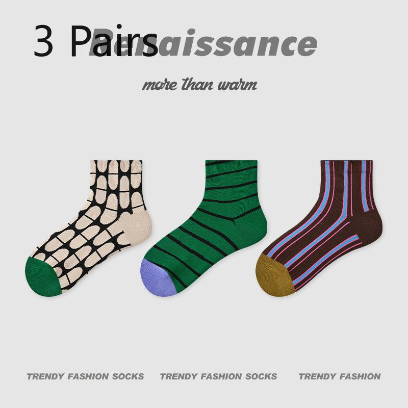 

3 пары женских летних тонких дышащих носков с геометрическим дизайном в полоску, низкие 3 Pairs