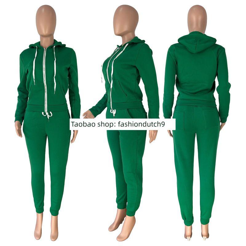 

2025 Вельветовое худи Спортивный и повседневный комплект из двух предметов Green S