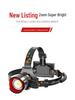 High-Brightness Zoom XHP50 LED Headlamp with Sensor, Rechargeable Battery, Long Life for Outdoor Night Fishing and Patrol