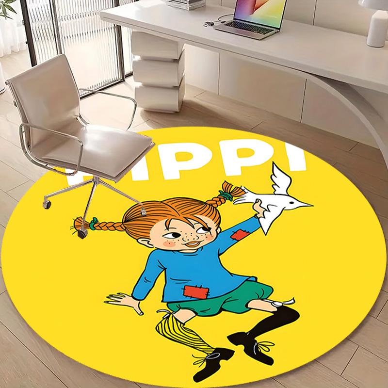 1pc Pippi Longstocking2 Design Printed Area Round Carpet for Bedroom Living Room Home Decor Rugs Mat Non Slip Mat Rug for Bedside