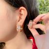Sparkly Cubic Zircon Crystal Pave Flower Leaf Shape African Gold Plated CZ Round Hoop Earrings for Women Jewelry