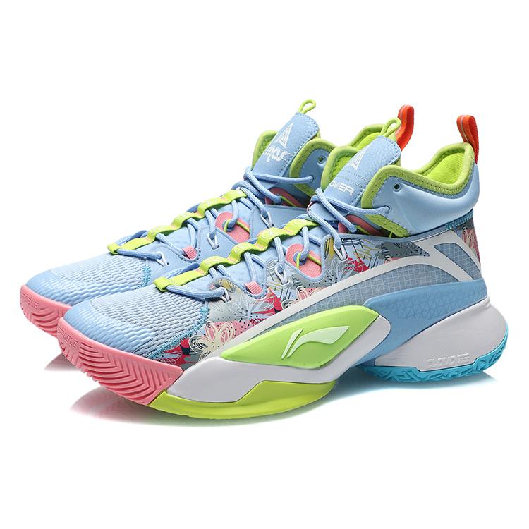 New LiNing Power 7 Cushioning Anti Slip And Wear Resistant Support Rebound Mid Top Basketball Shoes Blue Green ABAR007-2