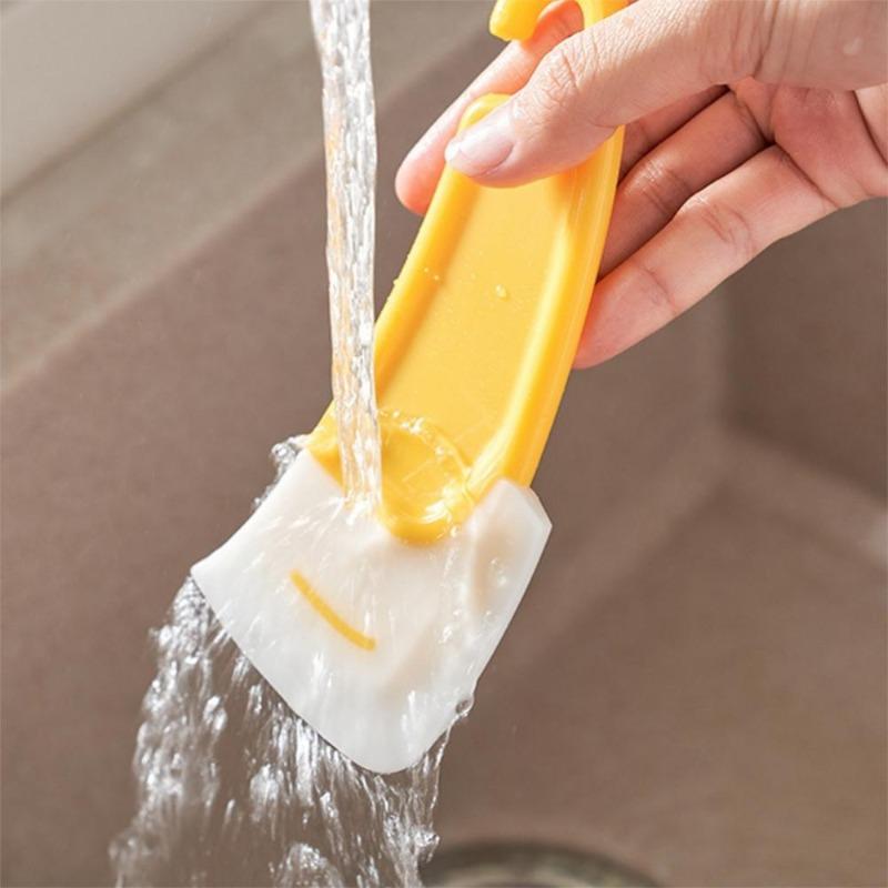 Cleaning Silicone Spatula Kitchen Scraper Soft Blade Scraper Brush Dirty Pan Pot Dishes Cleaner Tools Silicone Kitchen Utensils