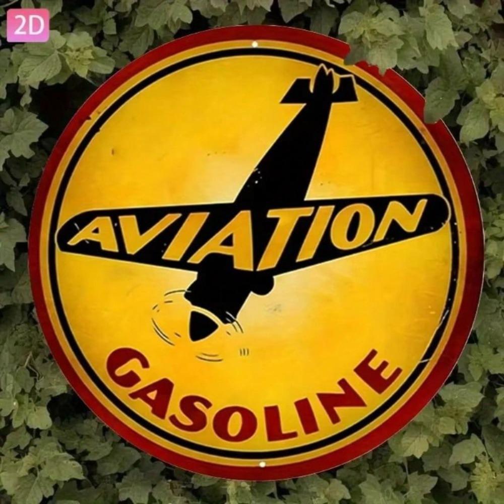 Vintage Aviation Gas Sign Metal Poster 8 Inch Red Black Retro Garage Wall Decor