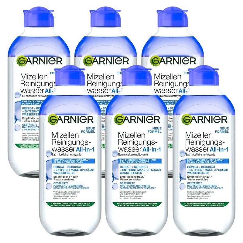 Garnier Skin Active Micellar Cleansing Water Lip & Eye Remover for Extremely Sensitive Skin, 400ml, 6 pcs