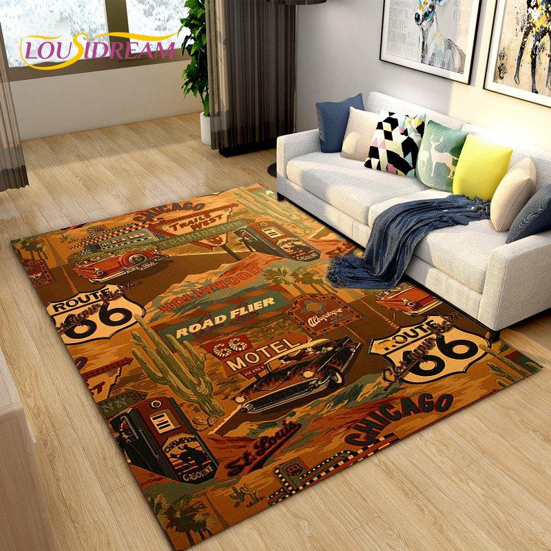 Tarihi Route 66, Ana Yol, mré estrada Alan Kilim, Ev Oturma Odası Yatak Odası Kanepe Paspas Dekor için Halı Halı, Kaymaz Zemin Mat