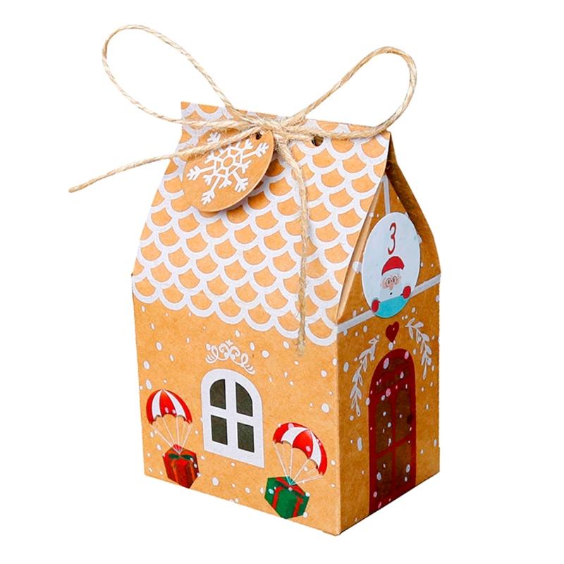 DIY Christmas Advent Calendar Box 24 Sets Xmas House Kraft Paper  Bag for Kids Adult Countdown To Christmas Gift Package