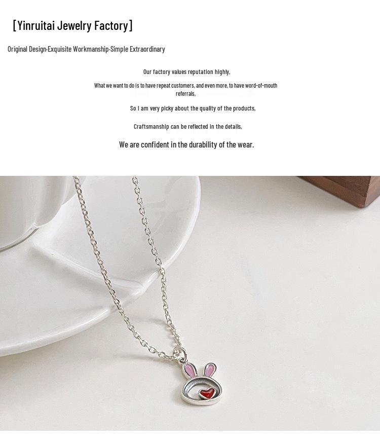 Yinruitai S925 Sterling Silver Rabbit Hoodie Necklace - Women's Luxury Design Clavicle Chain