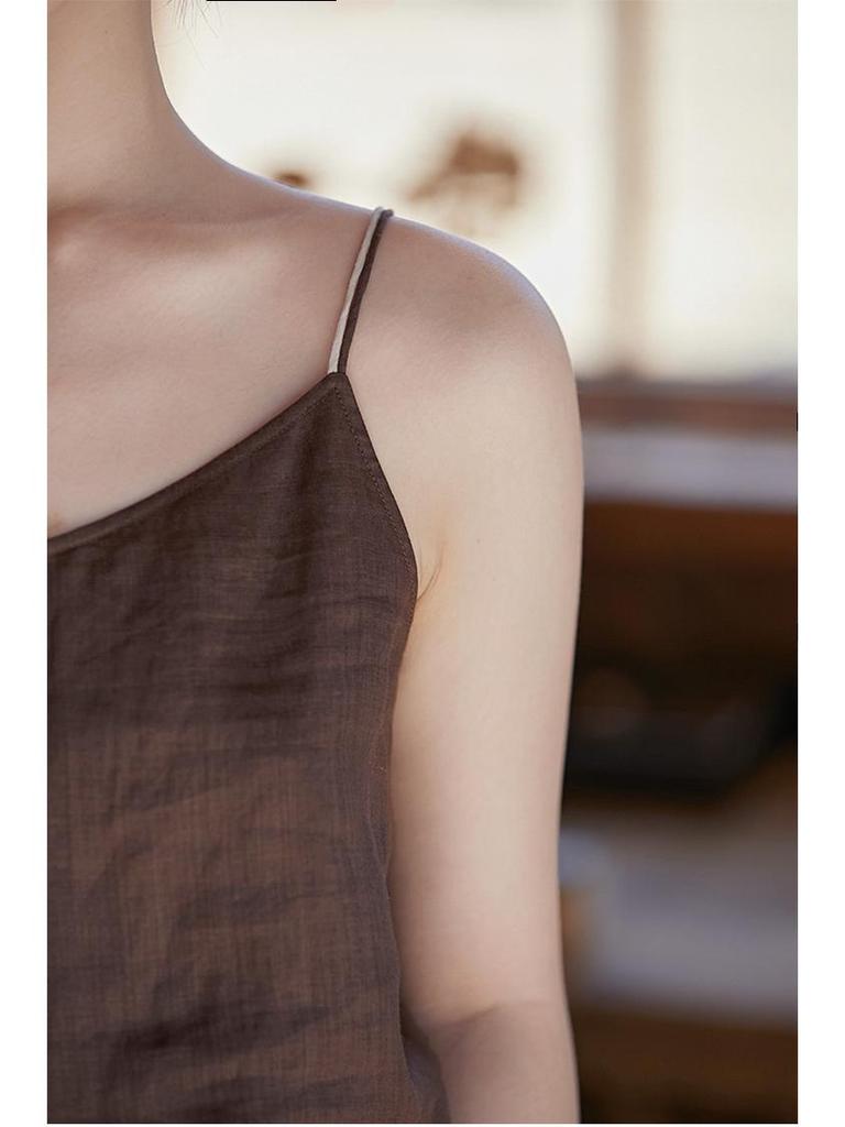 Women's Lightweight Casual Linen Camisole: Summer Style, See-Through, Breathable, Solid Color