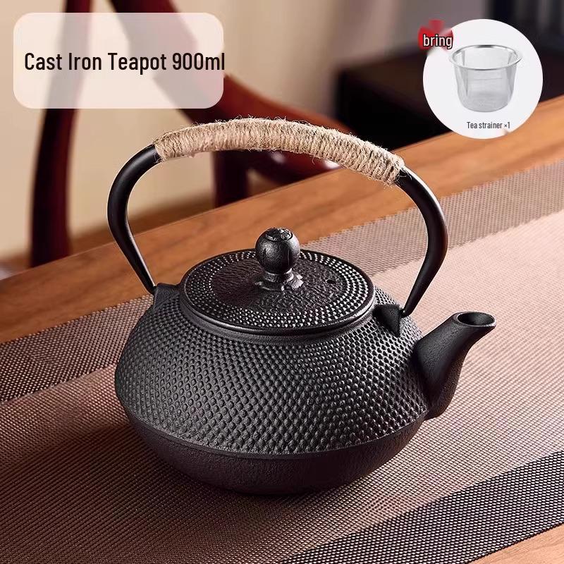 Handmade Uncoated Cast Iron Japanese Tea Pot - Retro Style Hearth Kettle for Brewing and Boiling Water