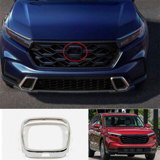 Chrome Front Logo Emblem Frame Cover Trim For Honda CR-V CRV 2023 2024 2025