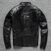 Leder Lederjacke für Herren Trendige Junge Lederjacke Stehkragen Kurz Slim Jacke