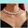 Korean Style Multilayer Glass Pendant Necklace For Women With Chic Geometric Design