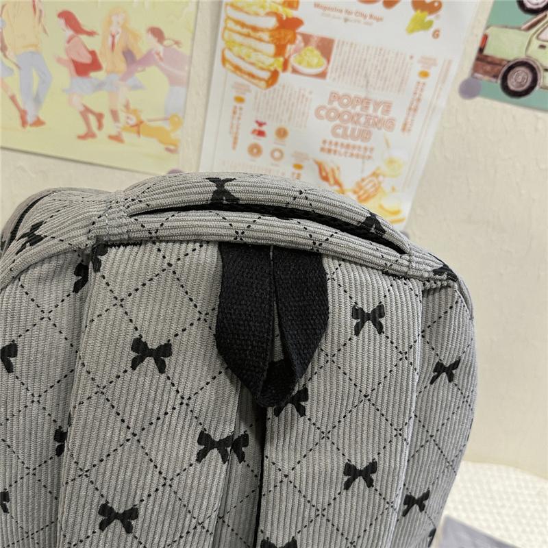 Dreiteiliger Schleifen-Rucksack Cord-Rucksack Schülerschultasche