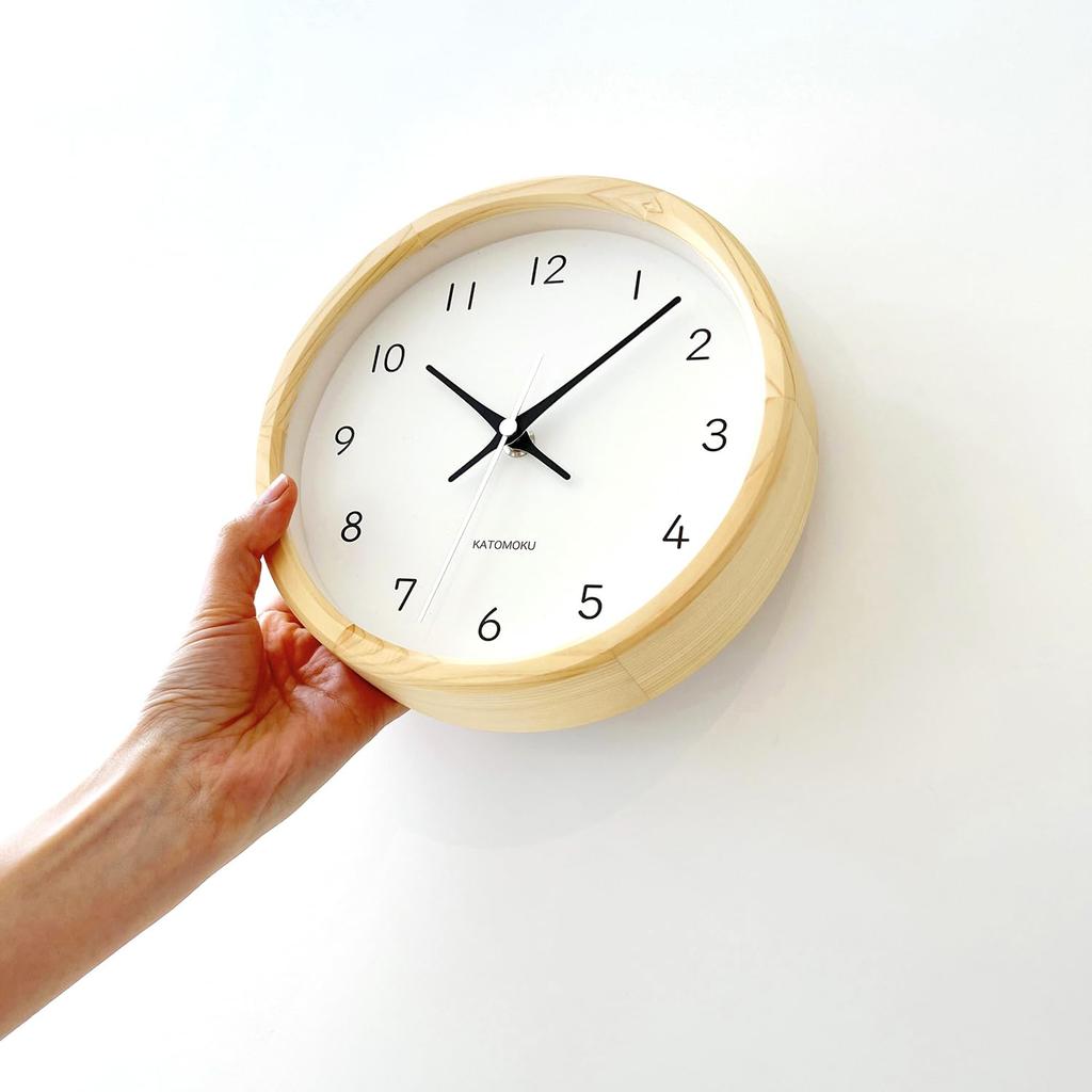 KATOMOKU Muku Clock 13 Hinoki Wall Clock Continuous Second Hand km-130HI 220mm (Quartz Clock)
