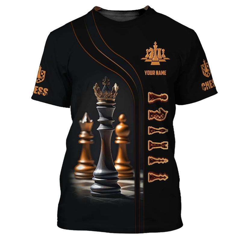 Cool Chess Pattern T Shirt For Men Customized 3D Printed T-Shirts Summer Fashion Round Neck Street Oversized Short Sleeve Tees