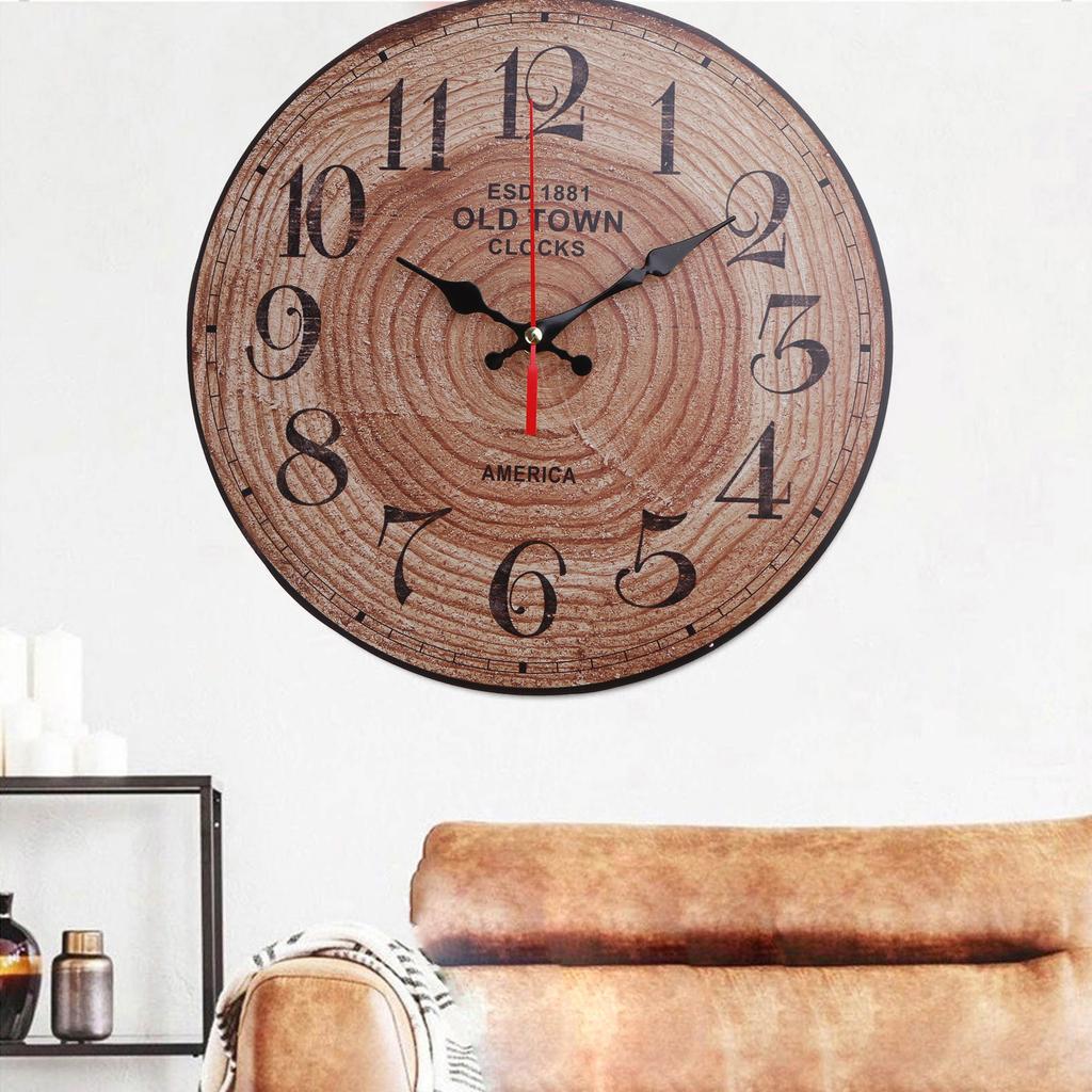 Vintage Wood Clock Hanging Clock Hanging Wall Supplies for Kindergarten School Classroom Decoration