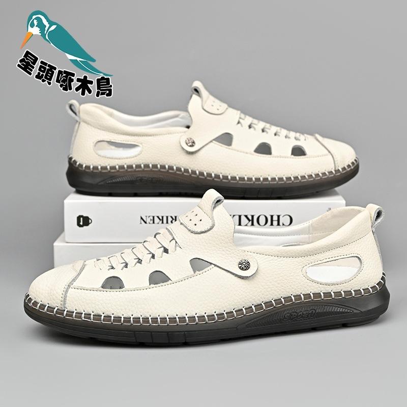 

Roman sandals sewn household jacket foot leather sandals men s tide summer 2025 new men s leather shoes 38