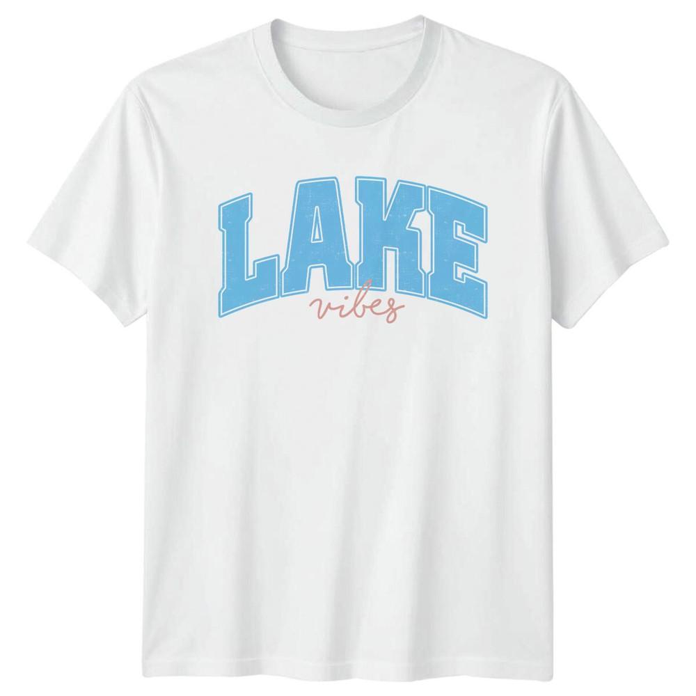 Lake Vibes TShirt Summer Vacation Tee Graphic Text TShirt S