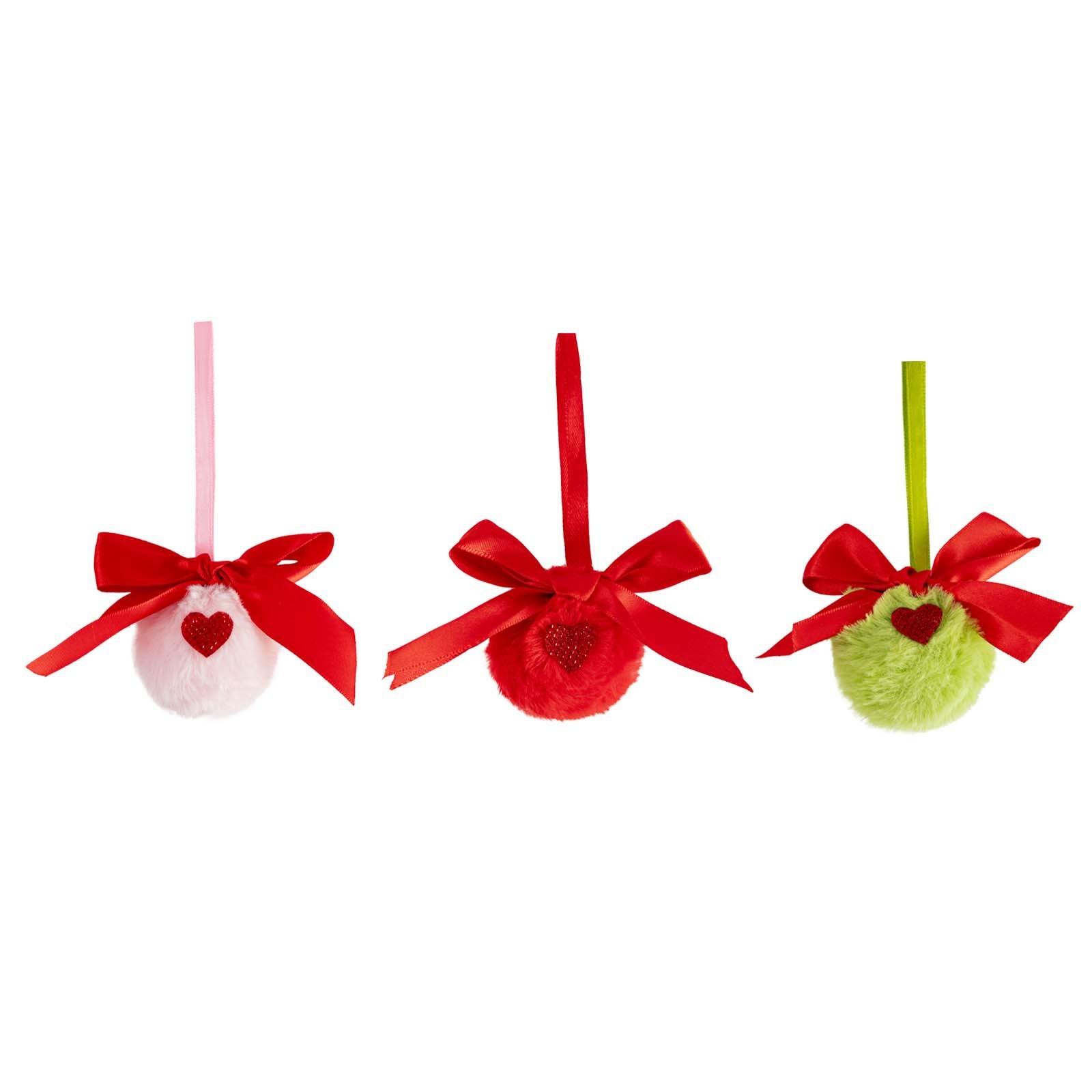 

Hairy Christmas Ball Ornament Red Bow Velvet Ball Pendant, Holiday Decoration, Gift For Friends One Size