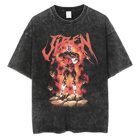 

New Fashion Dragon Ball Jillians Proud Warrior Vintage Tshirt Washed Anime Print Cotton Short Sleeve Parentchild Tee M