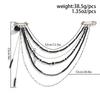 Long Tassel Chain Black Beaded Brooch Unique Trendy Design Drip Shaped Heart Multi-Chain Pin Suit Clothing Accessories Gifts