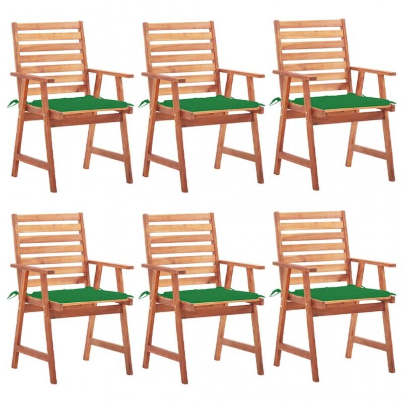 Día y Noche - Día y Noche Sillas comedor de jardín y cojines 6 uds madera maciza acacia