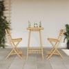 Outdoor Bar Stool with Footrests 2 Pcs Foldable Bamboo