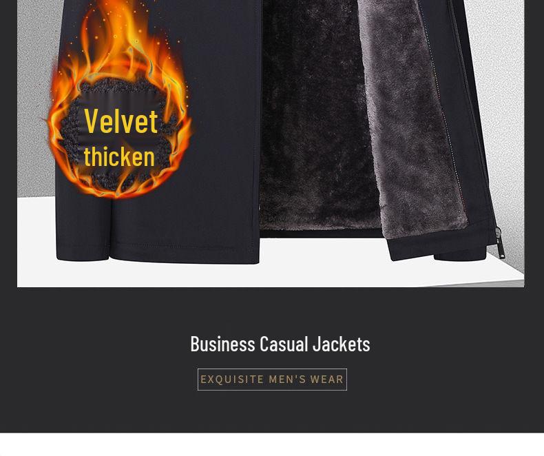 Men's Plus Velvet Jacket for Middle-aged & Elderly - Thick Winter Coat for Dad & Grandfather