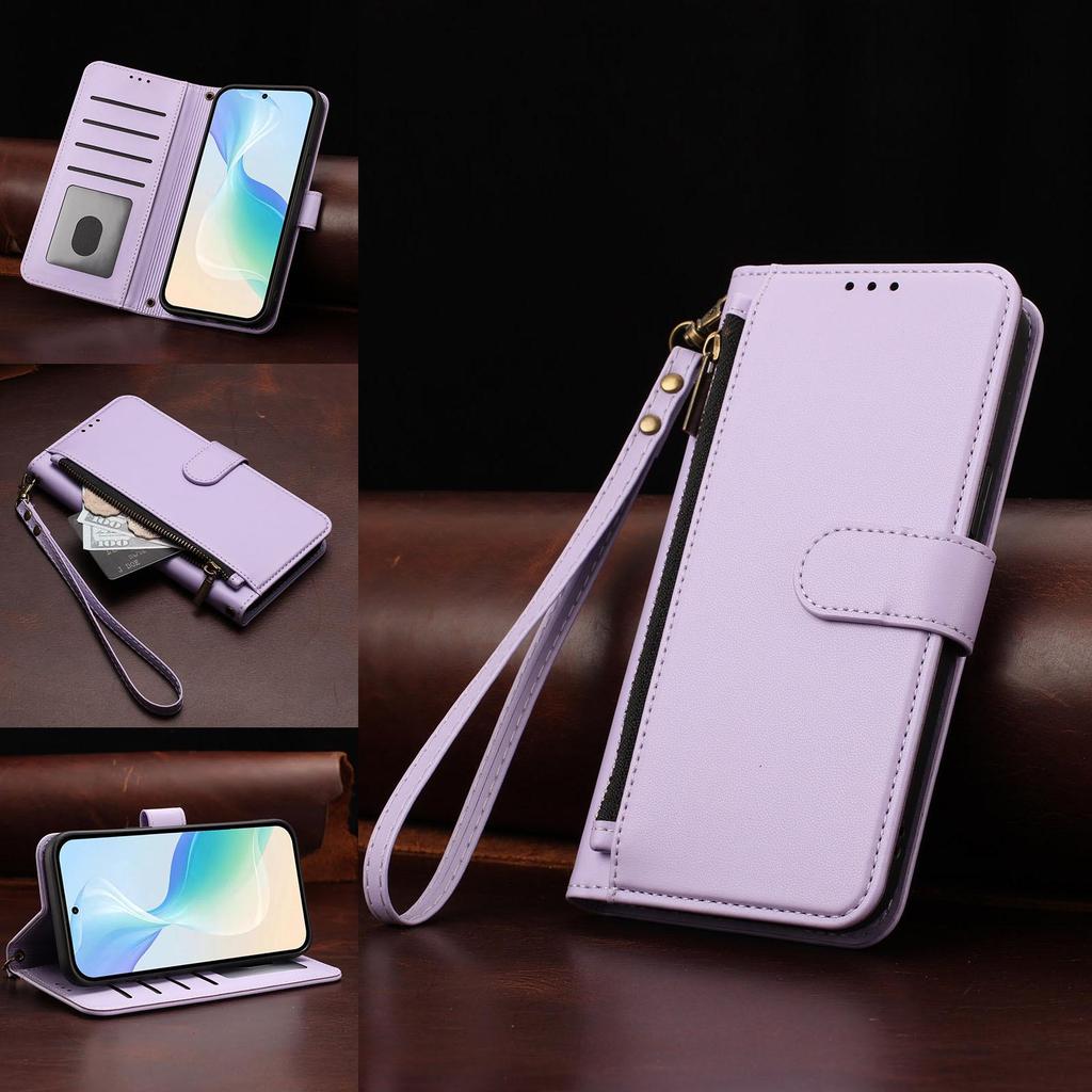 Solid Color Leather Zipper Wallet Case for Pixel 11 Pro XL with Card Slot, Google 10A Protective Cover.