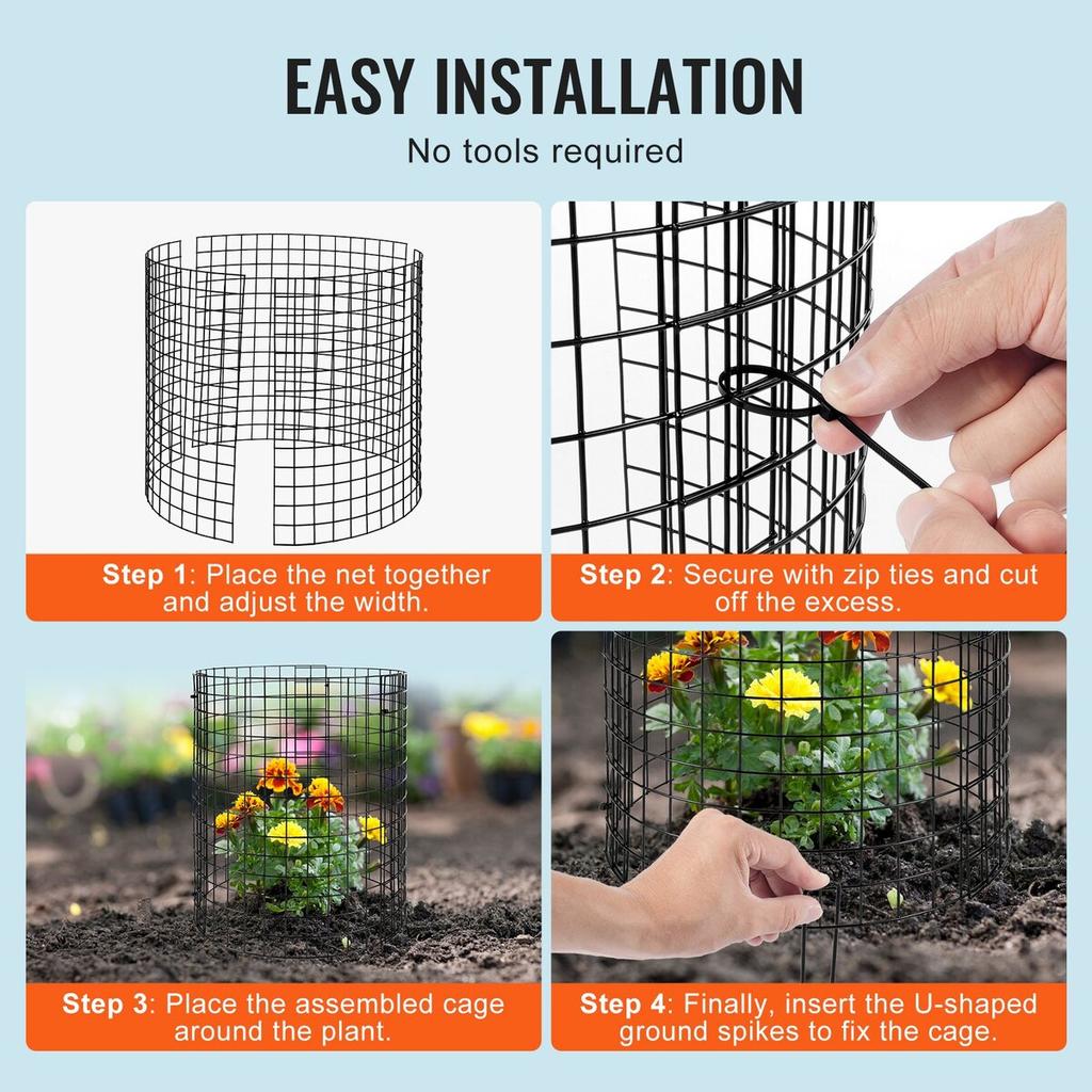 6 Pack Plant Protector from Animals 12.6'' Dia. X 14'' H Metal Plant Cage