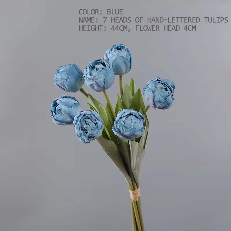 7 Heads High Quality Artificial Silk Cloth Tulip Flower Bundle For Wedding