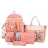 Schoolbag Backpack Women's Outdoor Travel Trend Backpack Fashion Junior High School Student Oxford Cloth Multi-piece Set Student School Bag Commuter