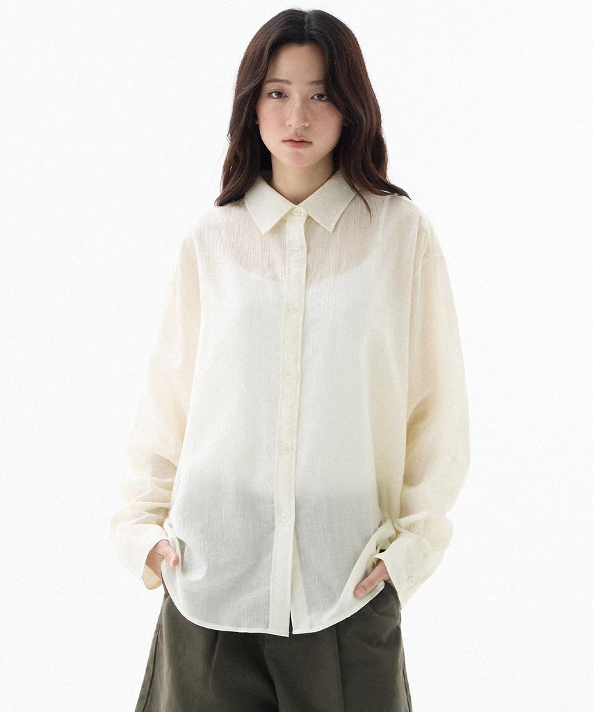 FILLUMINATE (W) See-Through Loose Fit Shirt - Ivory