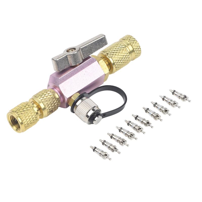 1/4 Inch Valve Core Removal Tool Dual Valve With Sight Glass For HVAC Tools Vacuum-Rated Valve Core Removal Tool Disassembly