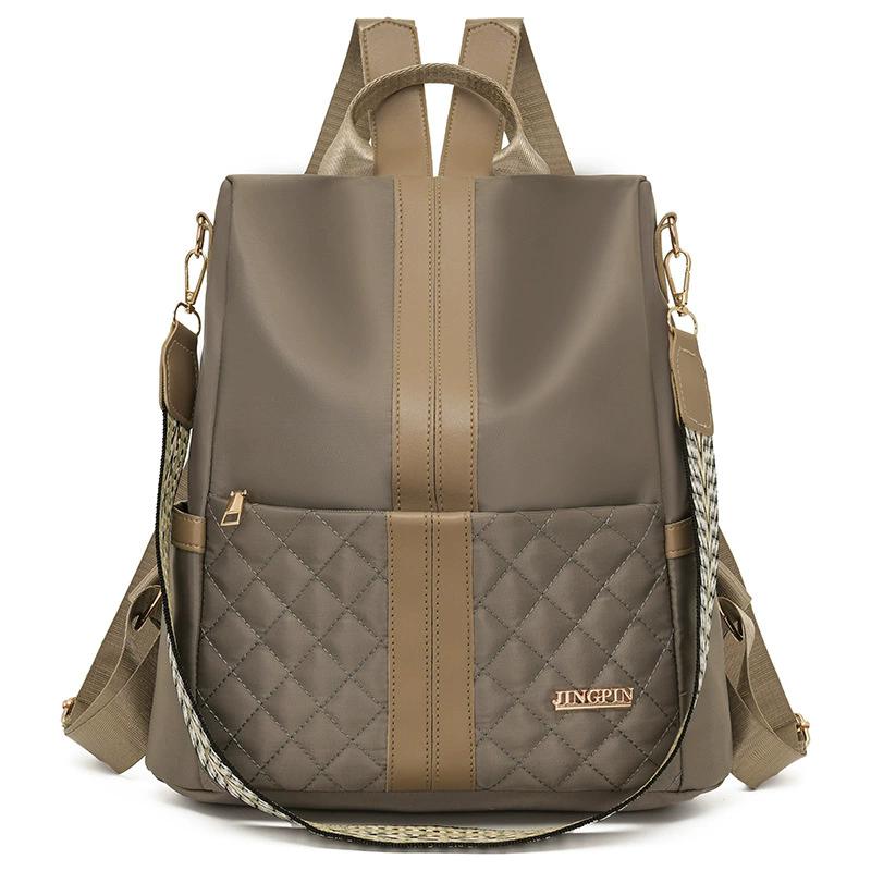Women s Quilted Oxford Backpack, Simple Plain Large Capacity Shoulder Bag, Multi-functional Zipper Daypack, Lightweight Casual Travel Backpack