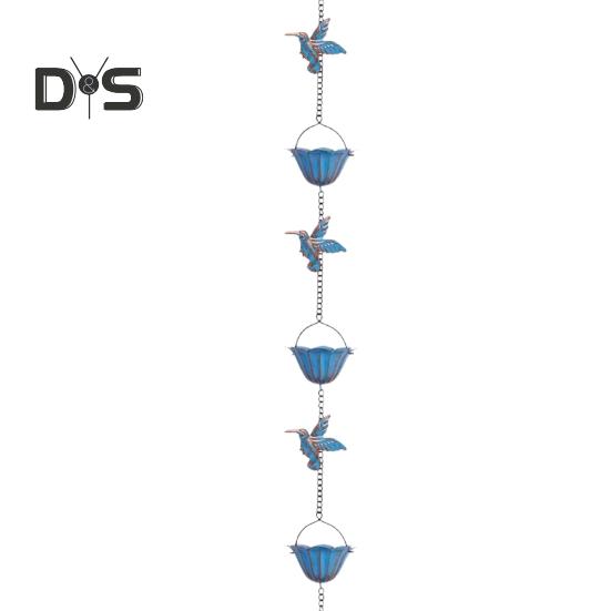 

94,5-дюймовая подвесная дождевая цепочка-колибри, улавливатель дождя, декоративная цепочка для замены водосточной трубы для желобов патио и двора синий
