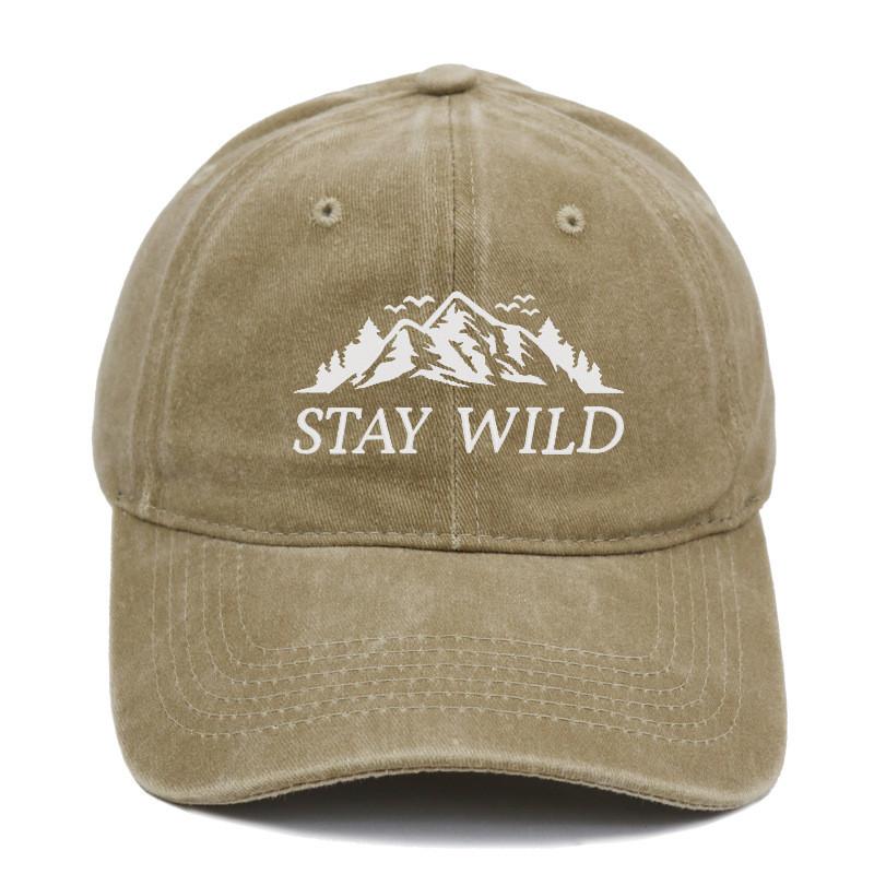 Stay Wild Mountain Embroidered Baseball Cap With Soft Top For Outdoor Sunshade