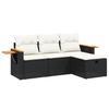 4 Piece Outdoor Sofa Set with Cushions Black Poly Rattan