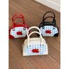 Handheld Red Apple Bag for Women 2026 New Fashiable Korean Versi Bowling Bag Versatile Crossbody Checkered Shell Bag